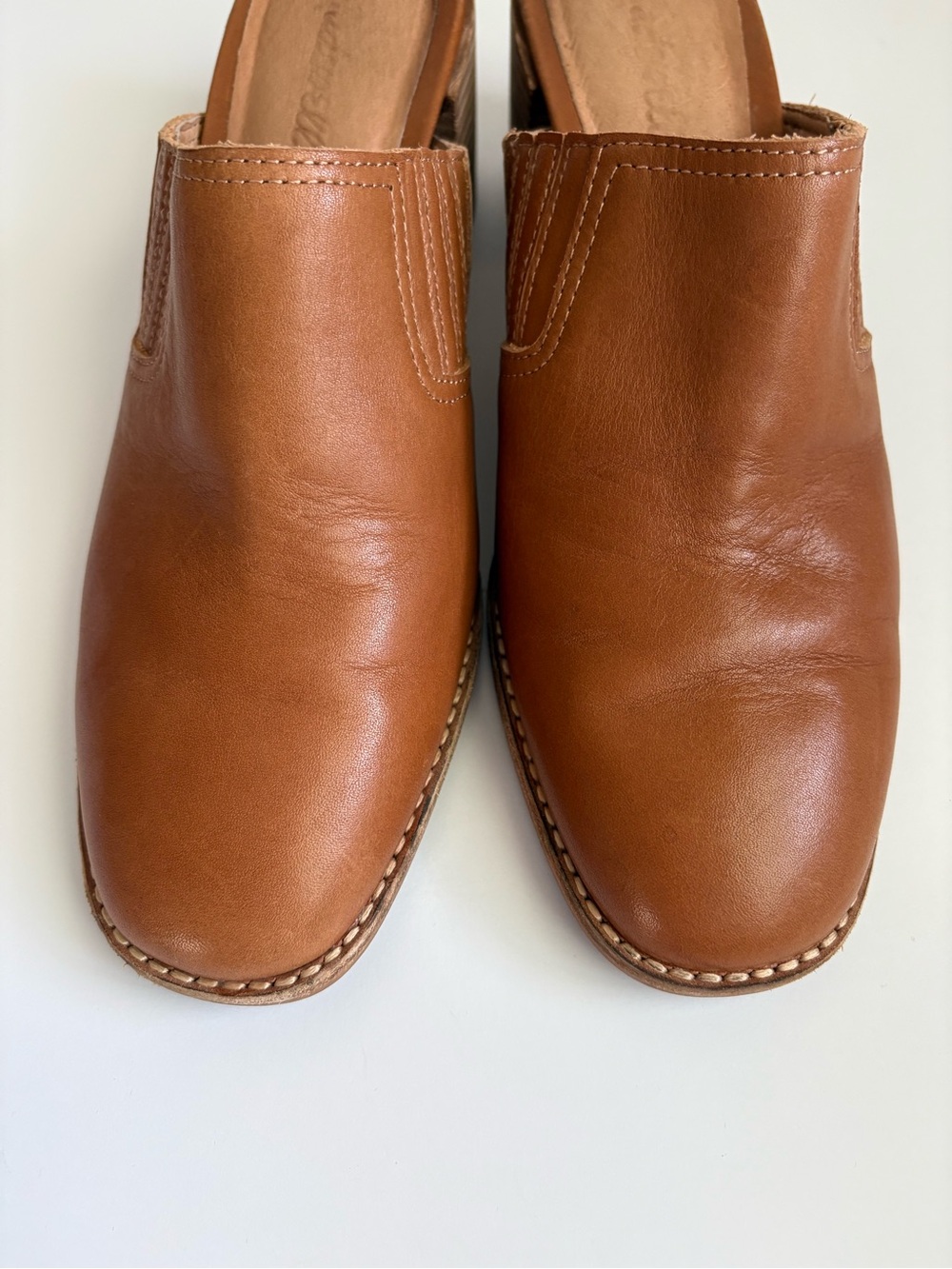 Madewell Carey 100% Leather Brown Stacked Heel Slip-On Mules Size 9.5 - Picture 7 of 12
